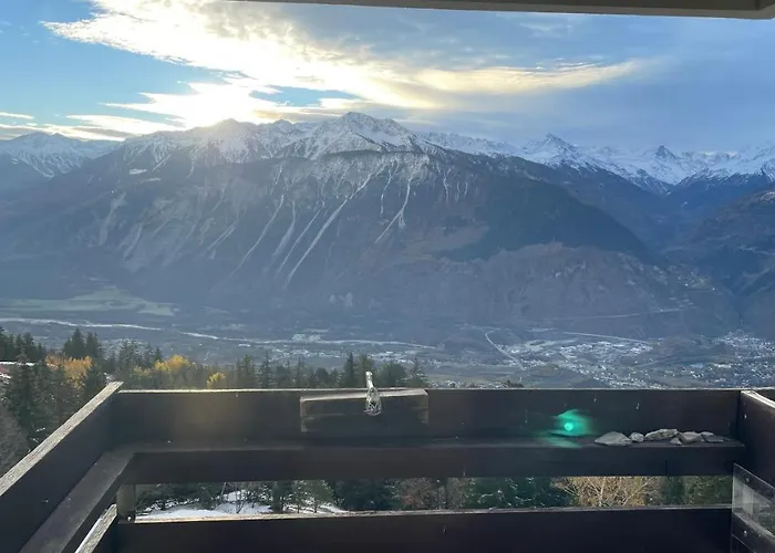 Bel De 2 Avec Magnifique Vue A Lägenhet Crans-Montana